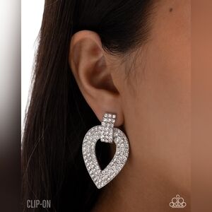Crystal Heart Drop Earrings - Silver Tone